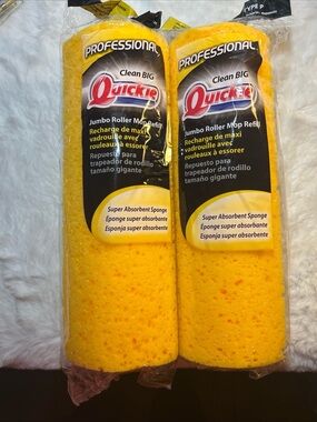Quickie Professional Jumbo Roller Mop Refills - Yellow (Set of 2)